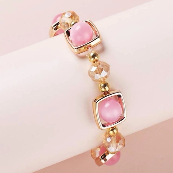 Pink Stones Beaded Bracelet - Picture 2 of 4